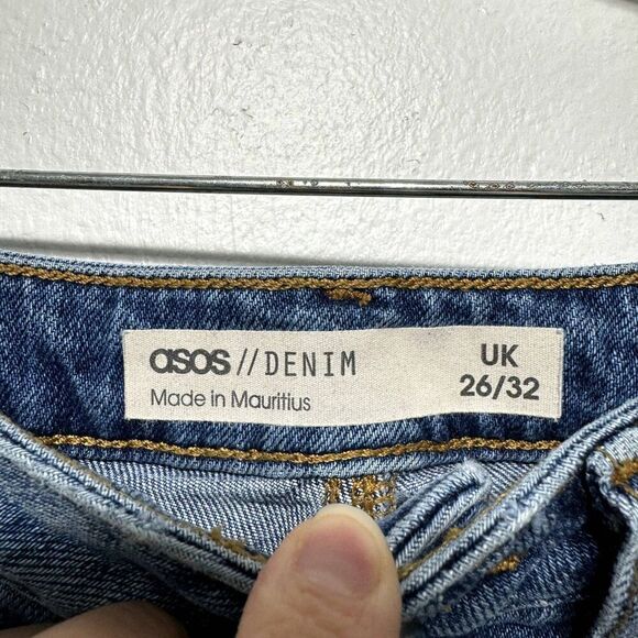 Asos Jeans Denim Medium Wash Blue Distressed Busted Out Knees Womens size 26 - Picture 4 of 8